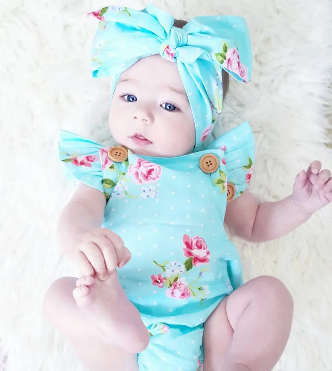 

Newborn Baby Girls Clothes Sleeveless Floral Bodysuit+Headband 2Pcs Sets Toddler Infant Casual Summer One-piece Outfits 0-24M