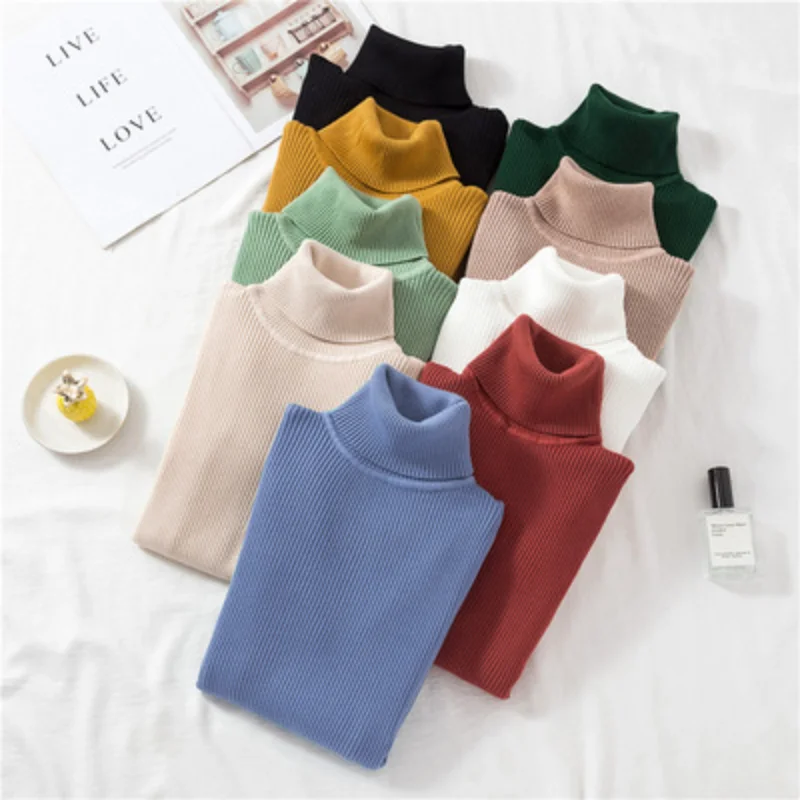 

Women Knit Sweater Top 2021 New Long Sleeve Casual Fashion Woman Slim-fit Tight Knitted Sweaters Pullover Tops