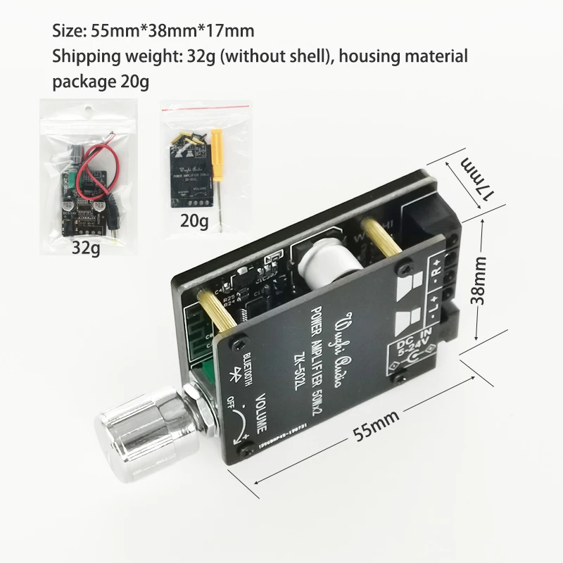 ZK-502L MINI Bluetooth 5,0 DC 5-24V беспроводной аудио цифровой усилитель мощности стереоплата 50Wx2 усилитель Bluetooth