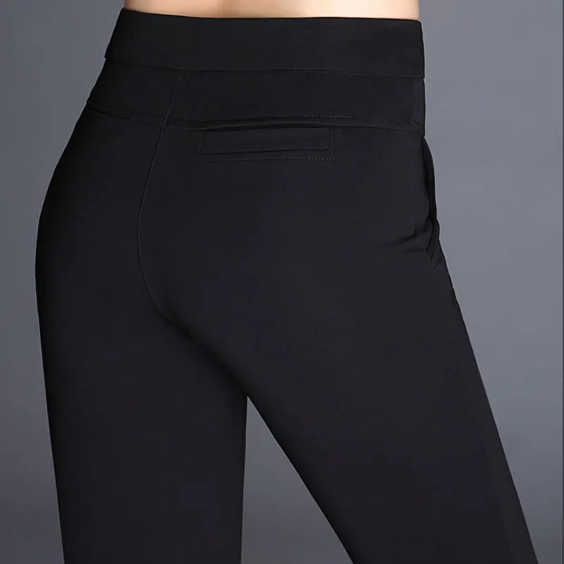 

Women's Office Lady High Waist Flare Pants Solid Elastic Formal Long Trousers Ladies Spring Autumn Loose Bottoms Plus Size