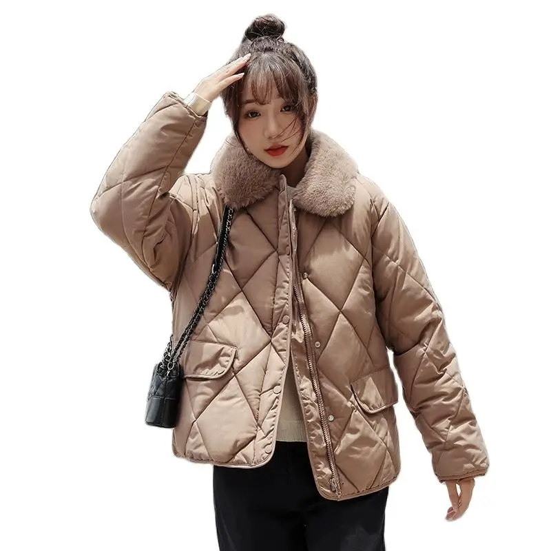 

Модные зимние женские пальто 2021, новинка 2021, зимние парки, утепленная короткая стеганая куртка, пальто, Свободное пальто со стразами