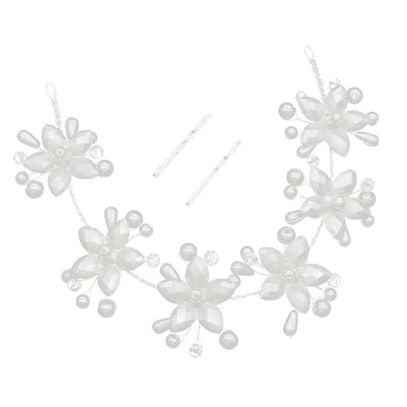 

1Set Children Photography Headdress Hanmade Pearl Flowers Headdress (Silver)