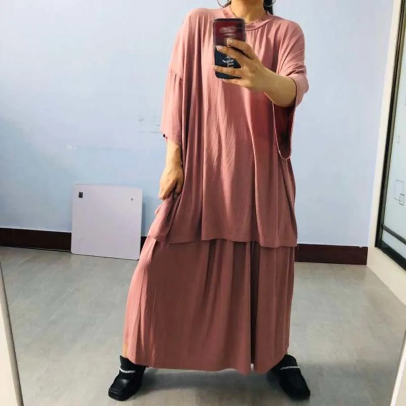 

[EAM] Half-body Skirt Big Size Two Pieces Suit New Round Neck Half Sleeve Loose Women Fashion Tide Spring Summer 2021 1U727