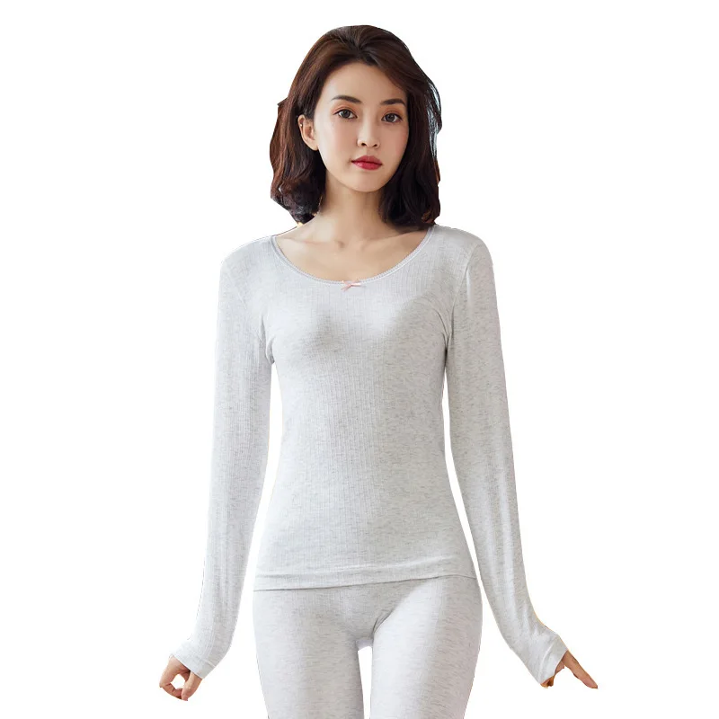 

Chinese New Year Striped Colored Cotton Heating Jacket Women's Seamless Body Thermal Underwear Cotton Autumn Pants Thermal Set