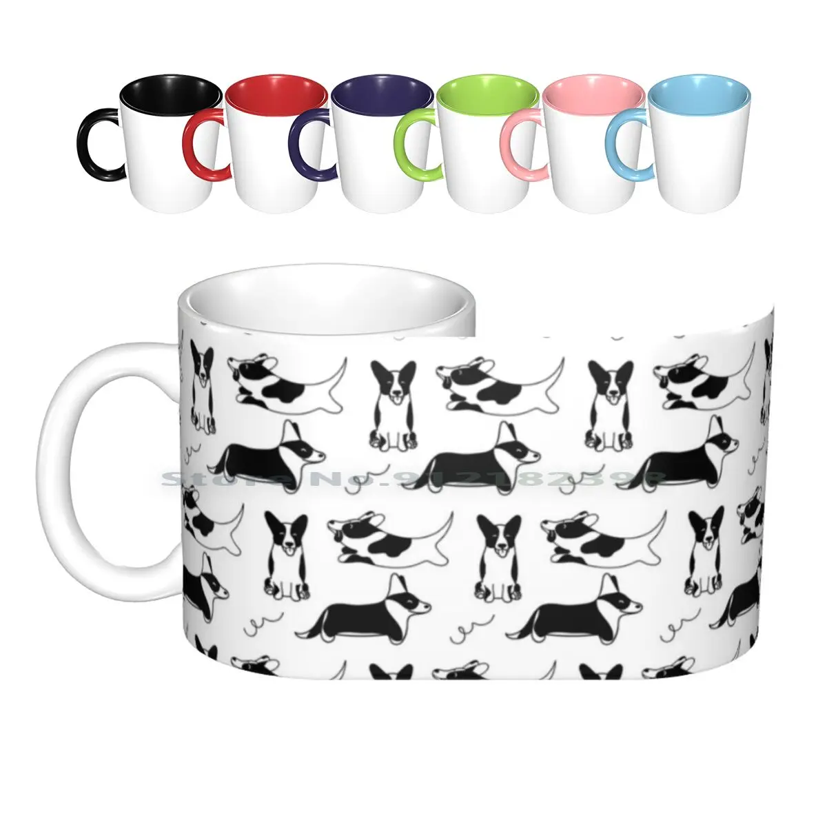 

Кардиган Corgi черно-белые керамические кружки кофейные чашки Кружка для молока чая Симпатичные животные корги порода Смешной щенок счастливый фон