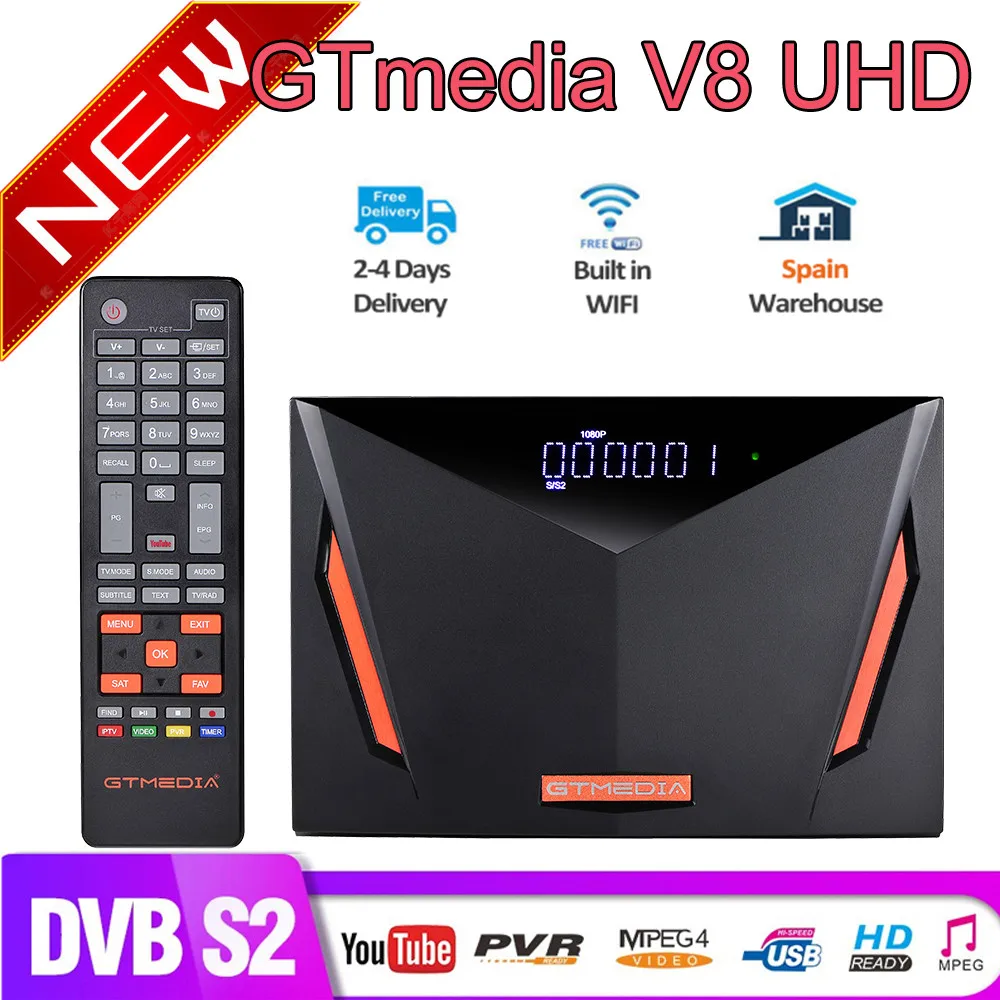 

NEW Gtmedia V8 UHD DVB-S2 satellite tv receiver Built in wifi Powered by NOVA upgrade receptor freesat v8