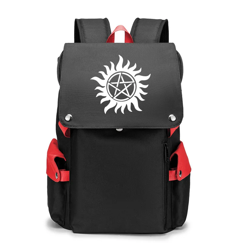 Supernatural SPN Evil USB Port Book Bag Backpack Zipper Rucksack Anime Student School Computer Bag Travel Mochila