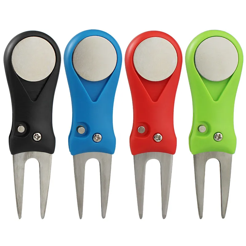 

Golf Divot Tool Repair Tool Switchblade Pitch Groove Cleaner Golf Pitchfork with Golf Marker Fork Drop Ship