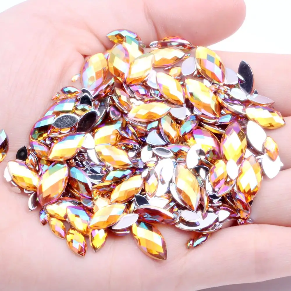 13orange ab100pcs Акриловые DIY драгоценные камни 4x8 мм 100 шт Плоские с оборота маркизы земли граненые AB цвета, акриловые стразы высокий Блестящий декор для ногтей украшения - Цвет: 13orange ab100pcs
