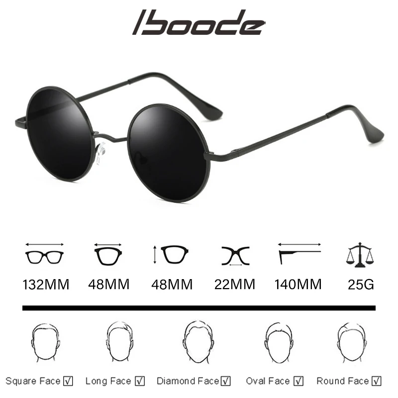 IBOODE, винтажные, Круглые, поляризационные солнцезащитные очки, для женщин и мужчин, для улицы, для вождения, с металлическим покрытием, солнцезащитные очки, фирменный дизайн, очки унисекс