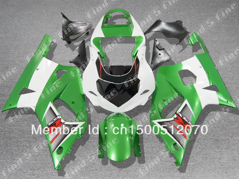 

green white silver black for GSXR600 GSXR750 01 02 03 GSX-R600 GSX-R750 01-03 GSXR 600 750 2001 2002 2003 2001-2003 fairing kit