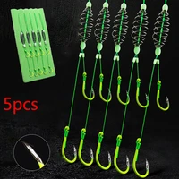 5 pairslot carbon steel fishing hooks double barbed hook with pe line carp fishing anti entanglement fish hook no 13 hook