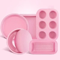 non stick medical stone carbon steel baking pan pink stone set baking oven bakeware cake molds kitchen accessories various shape
