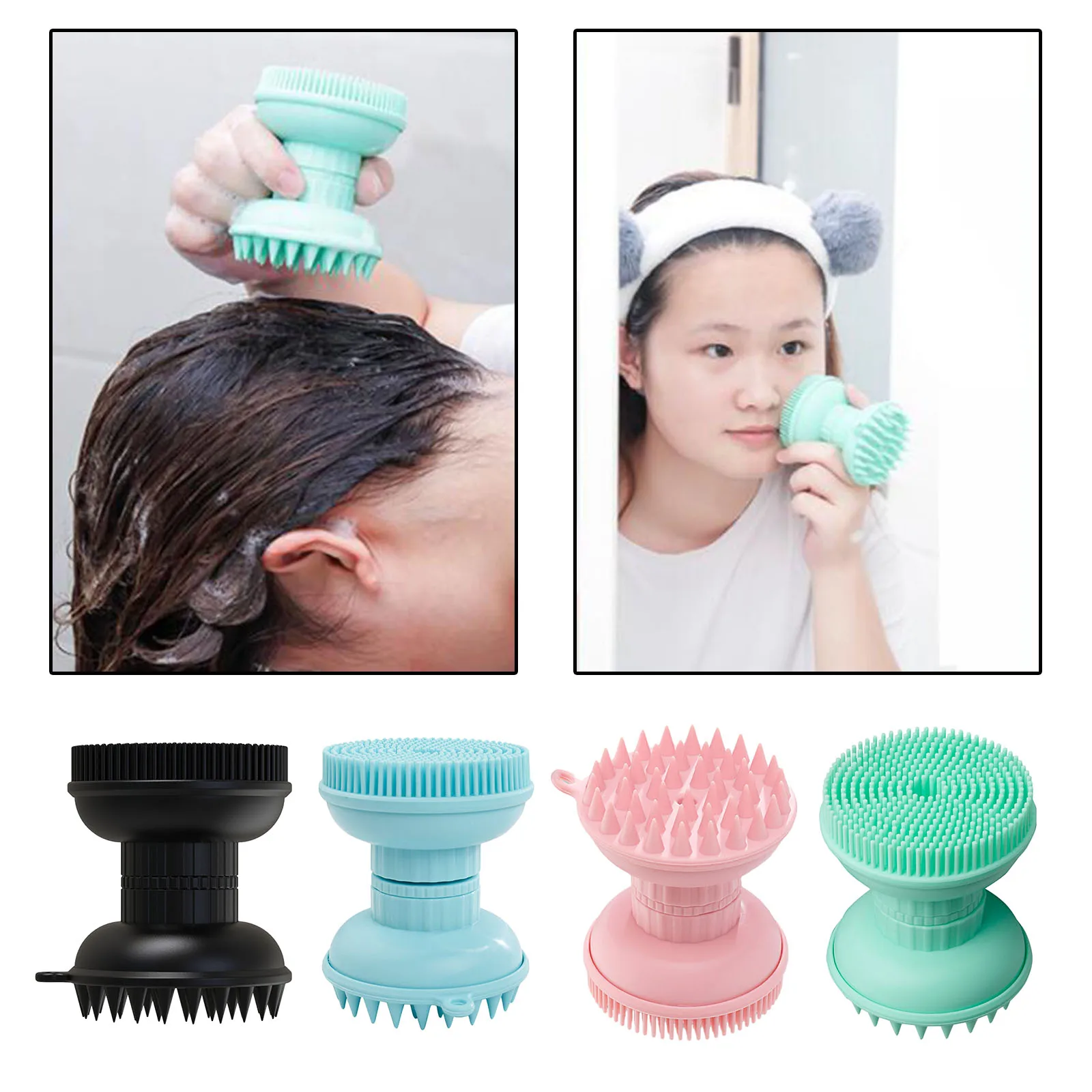 

Silicone Shampoo Brush Head Body Scalp Massage Wet & Dry for Scalp Exfoliate
