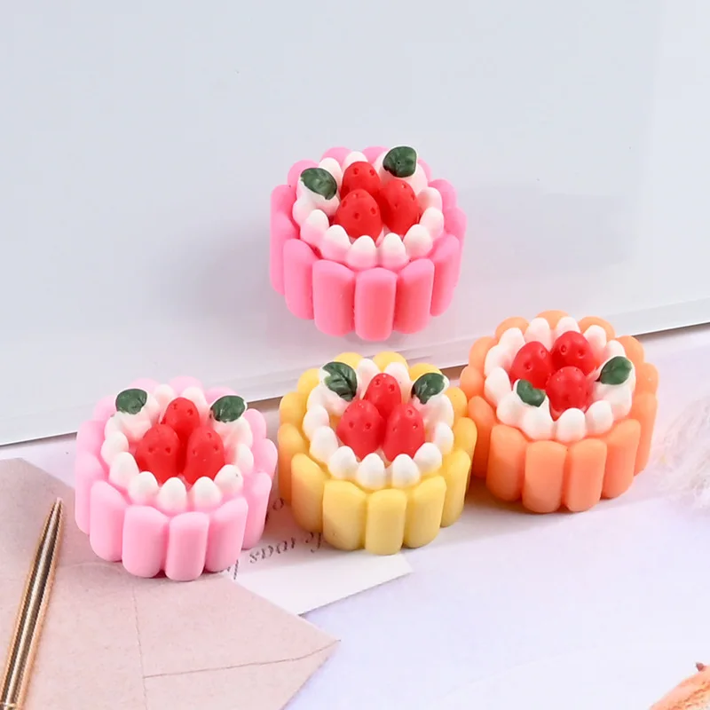

5Pcs 20x20mm Resin Cute Cake Charms Funny Cream Fruit Dessert Pendants Accessories For Making Earrings Necklace DIY Jewelry New