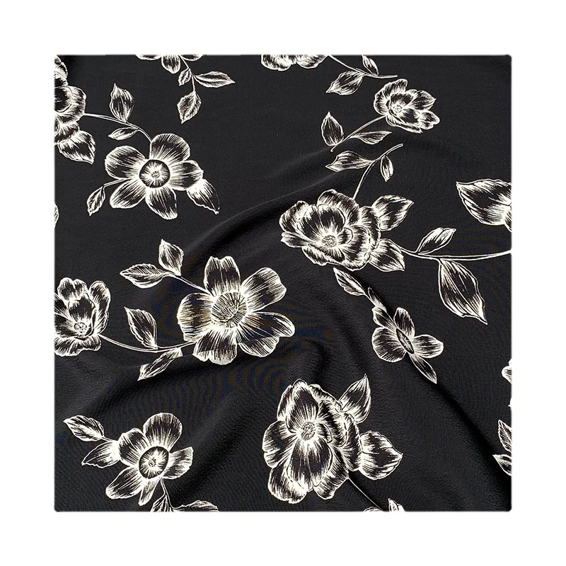 

Width 53" Fashion Simple Matte Crepe De Chine Printed Silk Cotton Fabric By The Half Yard For Dress Shirt Cheongsam Material