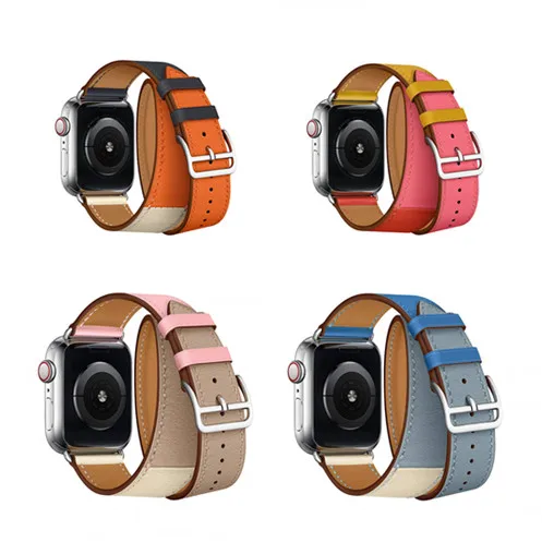 

Fashion New mixcolor strap for iWatch 6SE7 5 4 3 2 1 42mm 38mm Double Tour Leather Loop for Apple Watch Band 40/44mm 41mm 45mm