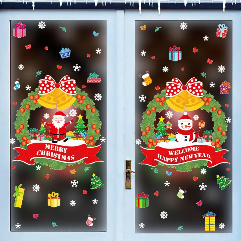 DIY рождественские наклейки на стену Санта-Клаус и снеговик гирлянда спальня