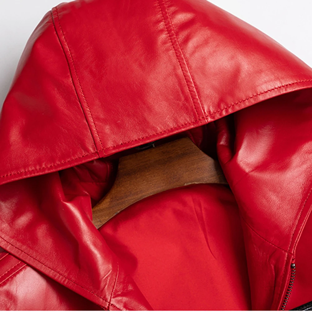 SANI мужская красная куртка из натуральной кожи осенне-Весенняя короткая черная