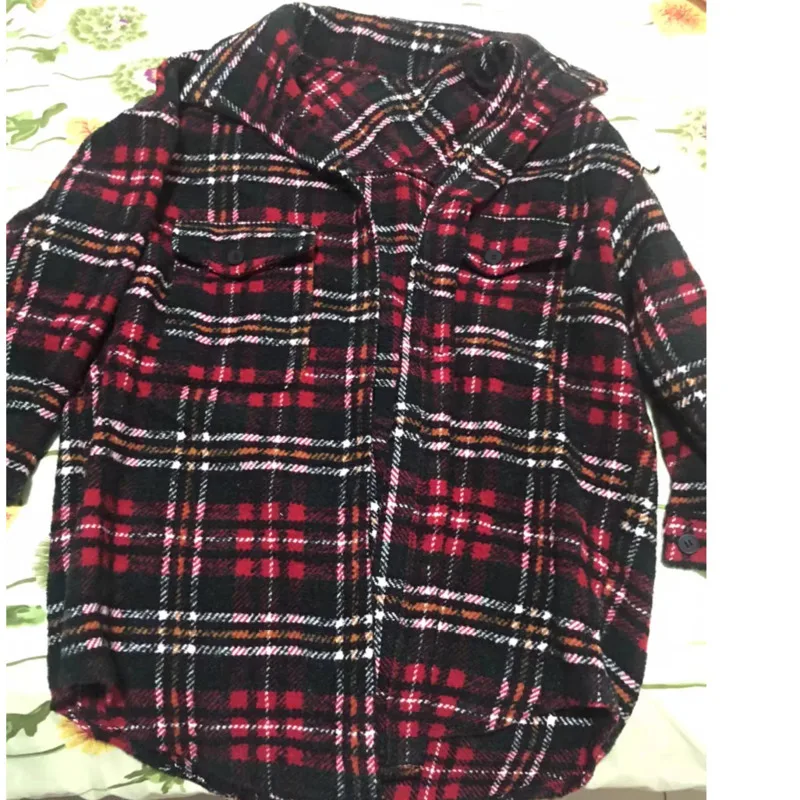 Клетчатая рубашка для девочек с длинным рукавом свободная Bf женщин Harajuku размера