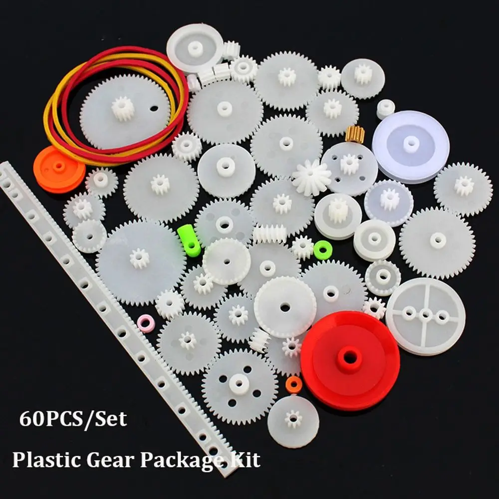 60PCS/Set Plastic Gear Package Kit DIY Assortment Accessories Set for Toy Motor Car Robot Various Axle Belt Bushings | Игрушки и хобби