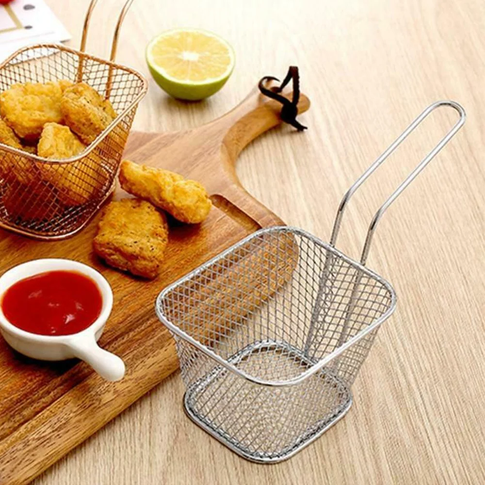 

French Fries Basket Portable Stainless Steel Chips Mini Frying Basket Strainer Fryer Kitchen Cooking Chef Basket Colander Tool