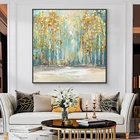 Современная абстрактная картина маслом с золотыми деревьями на холсте, скандинавский постер, Настенная картина для гостиной, домашний декор, без рамки