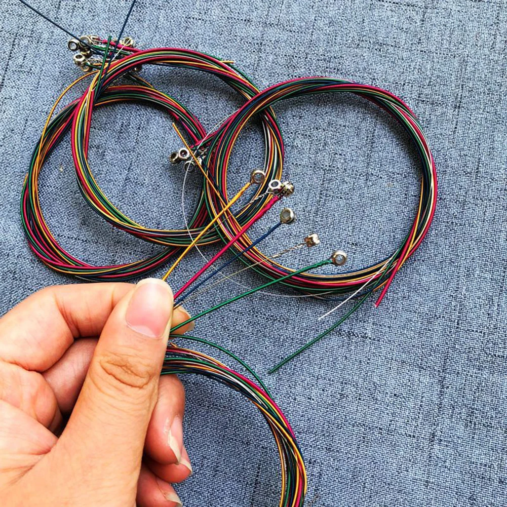 

12pcs/Set Colorful Guitar Strings E-A for Acoustic Folk Classic Guitar Parts Guitar Accessories Kit Including Guitar Picks