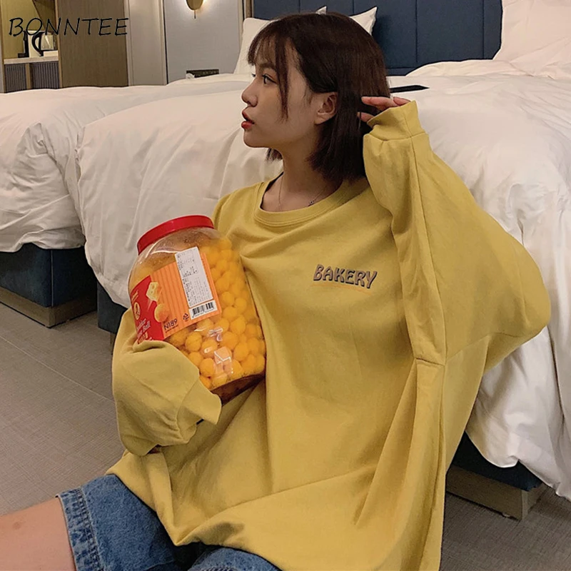 

Hoodies Women Letter Printed O-Neck All-match Pullover Womens Loose BF Harajuku Korean Style Causal Soft Daily Girls Sweatshirt