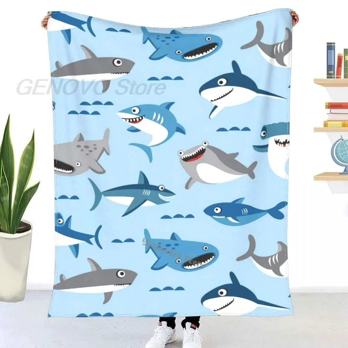 

Beliebte Cartoon Whale Shark Decke Sherpa Decke Bettwäsche weiche Decke