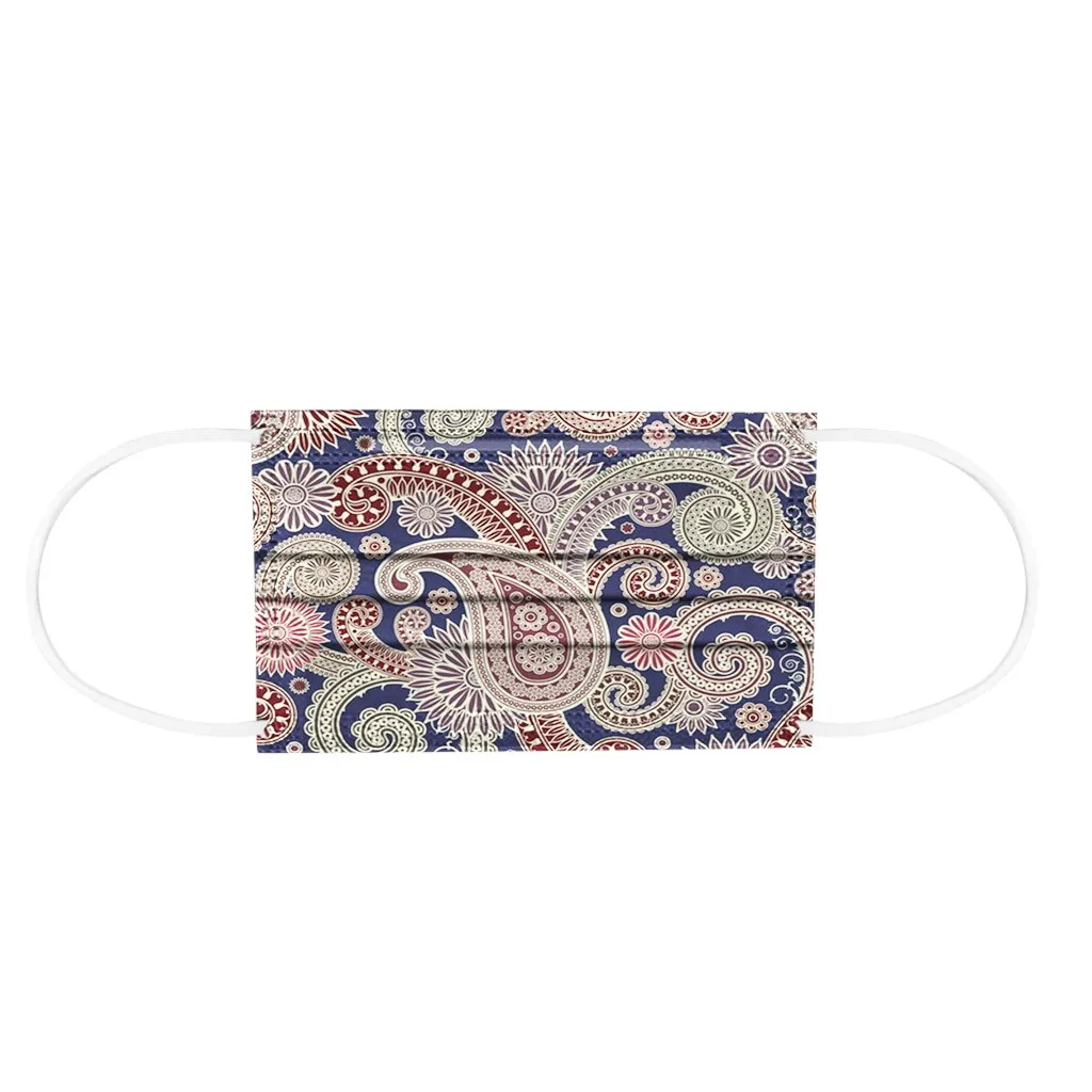 

10pcs Adult Vintage Paisley Flower Digital Printing Three Layer Protective Breathable Mask Mascarillas Desechables Adultos Mujer