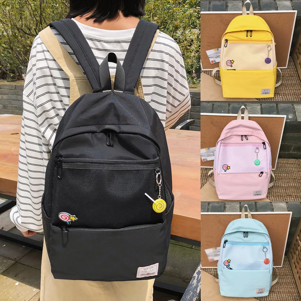 Нейлоновый рюкзак для женщин одноцветная дорожная сумка большая на плечо