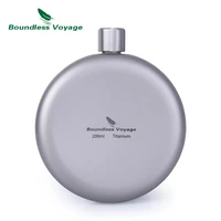 boundless voyage titanium round hip flask with funnel camping sports bottle wine whiskey water drinking