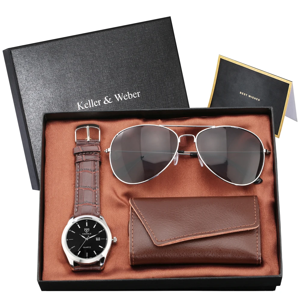 Лучший роскошный мужской подарочный набор высококачественные кварцевые часы