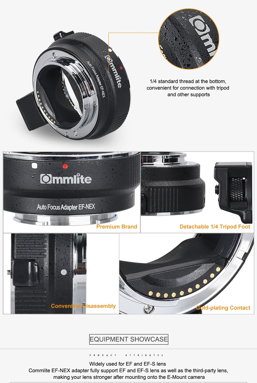 Адаптер Commlite с автофокусом CM-EF-NEX для объектива Canon EF для sony серия NEX с e-креплением, включая полнорамную камеру A7A7RA7R3