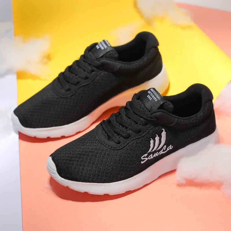 Women shoes fashion lace up walking flat white sneakers women breathable mesh vulcanize Flat outdoors | Спорт и развлечения