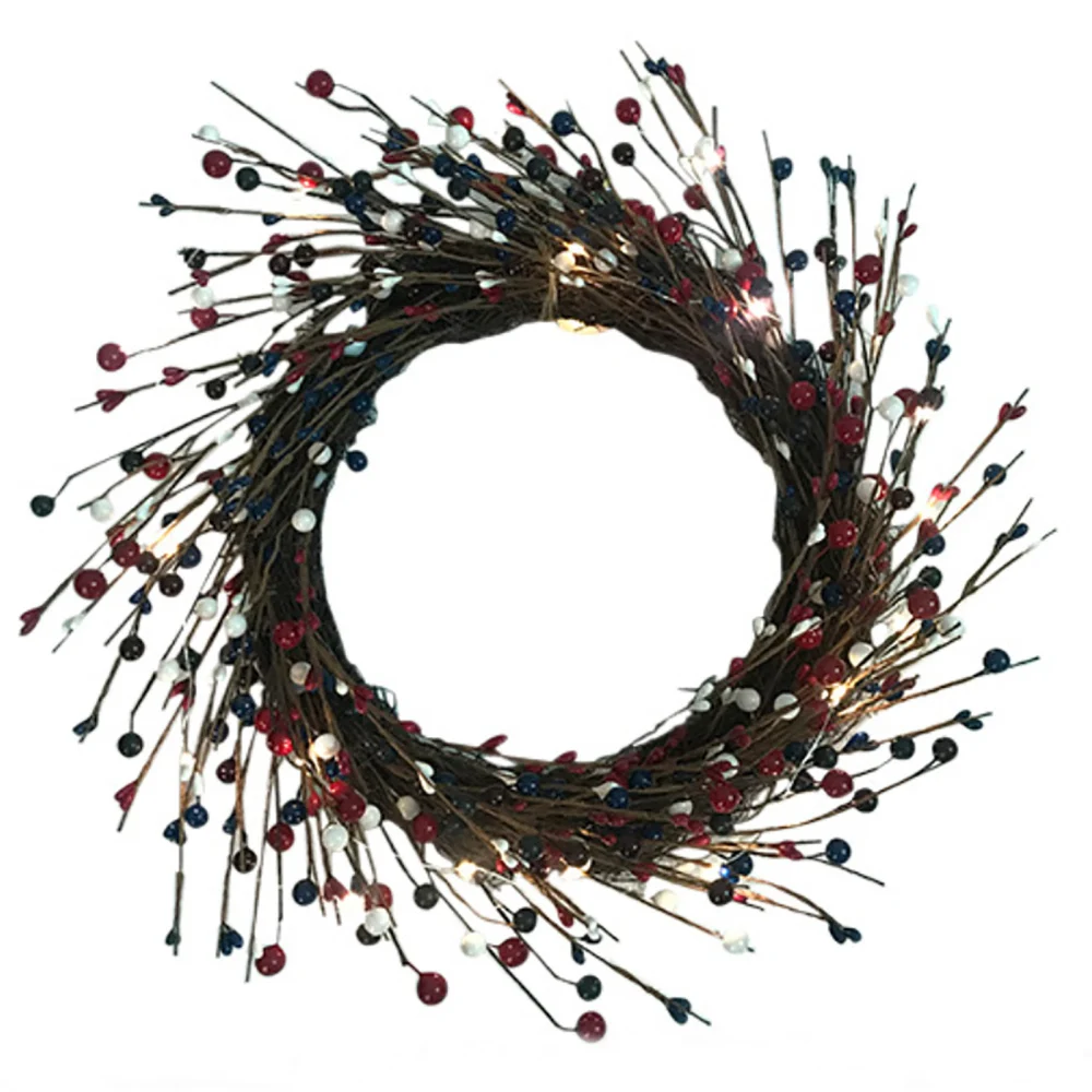 

Wreaths Berry Garland Artificial Vine Ring Wedding Arrangement Round Independence Day Forest With Light String Decoration