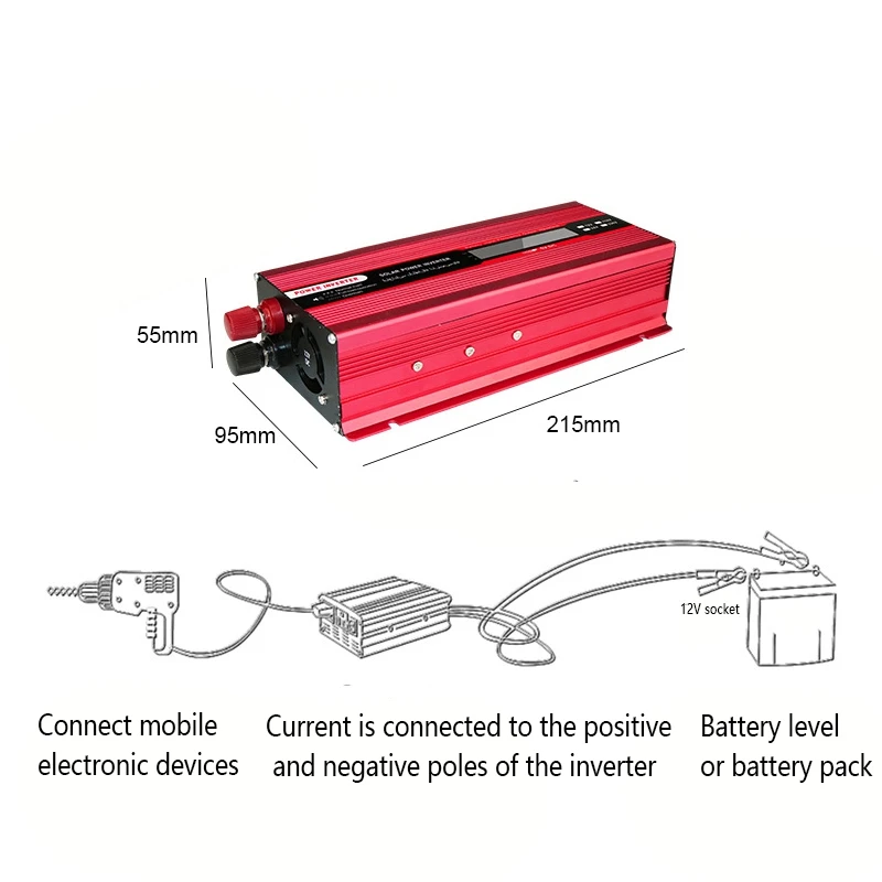 

2600W DC 12V to 220V AC Power Inverter with AC Outlets and 3.1A USB Car Adapter, for Car Home Laptop Truck
