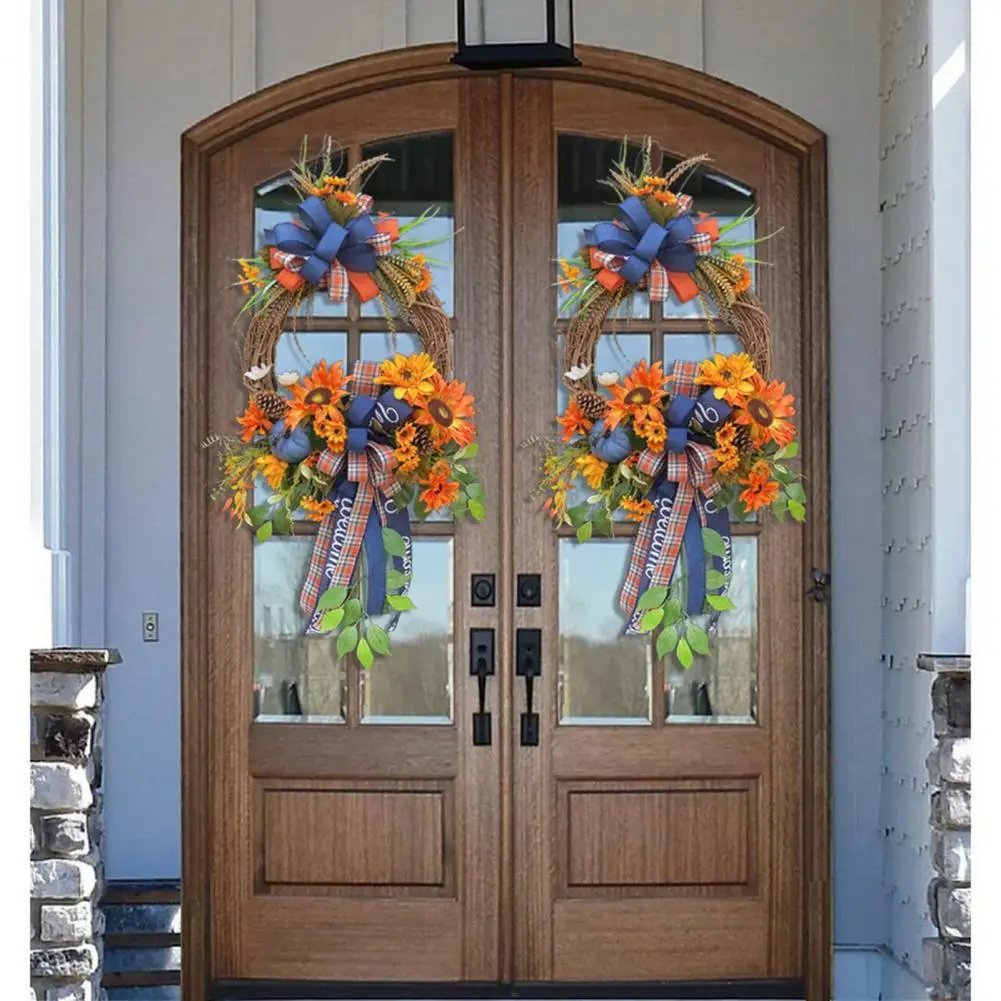 

Венок, украшение в деревенском стиле, многоцветная дверная тарелка, венок с тыквой, дверной подвесной декор, украшение для дома