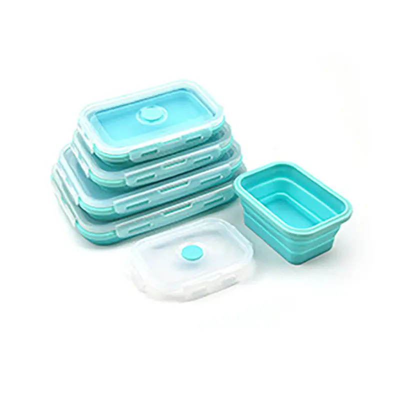 Силиконовый складной контейнер для обеда контейнер для хранения еды Bento BPA Free Microwavable Портативный Пикник Кемпинг прямоугольник наружная коробка