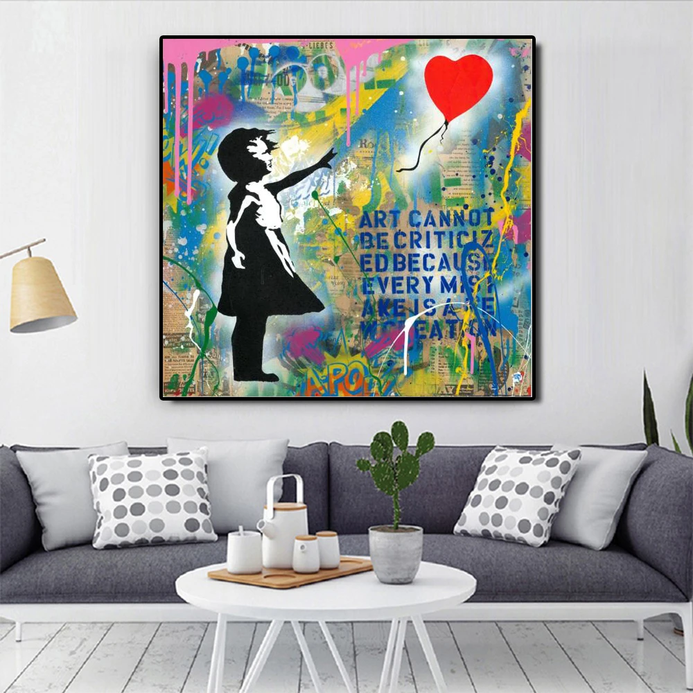 

Large Size Banksy Art Canvas Poster and Prints Funny Monkeys Graffiti Street Art Wall Picture for Modern Home Cuadros Room Decor