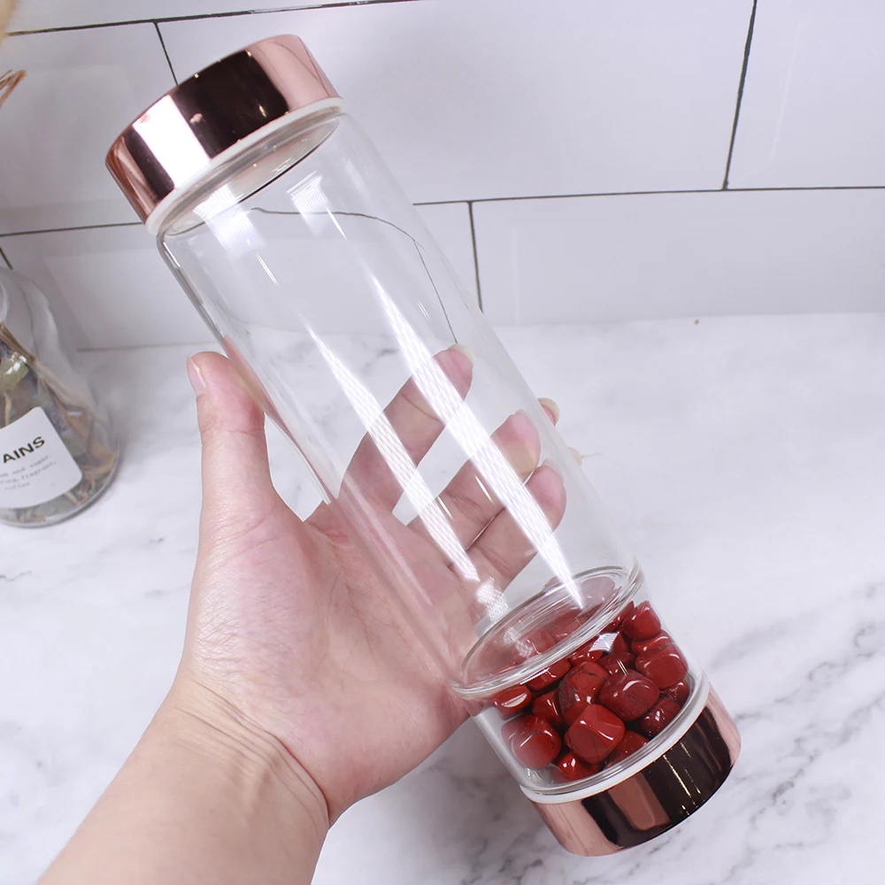 Натуральный кварц драгоценный камень бутылка для воды точка с кристаллом