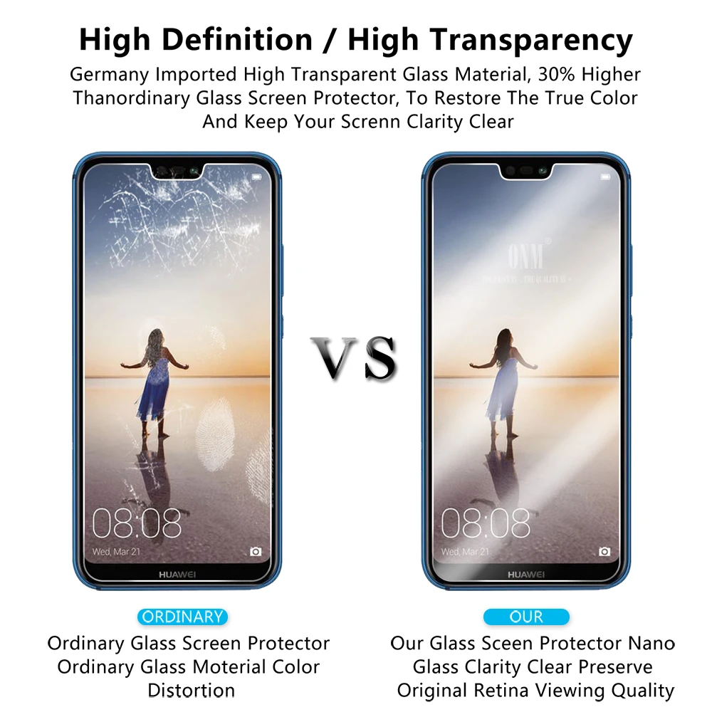 2 шт закаленное стекло для Huawei P20 lite Pro Защитная пленка экрана 2019|Защитные стёкла и
