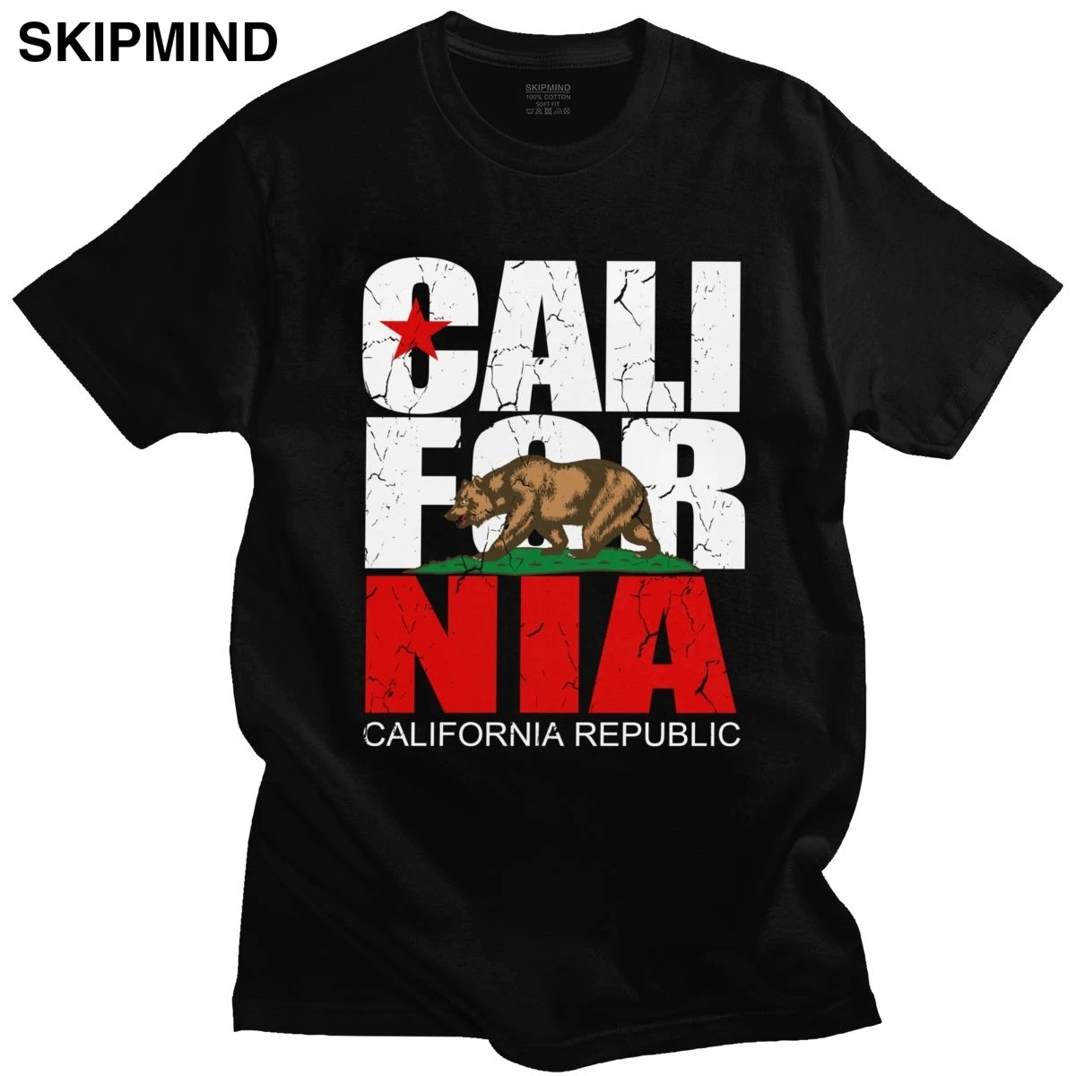 Футболка мужская гранж-потертая винтажная тенниска с принтом флага штата