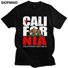 Футболка мужская гранж-потертая, винтажная тенниска с принтом флага штата Калифорния и медведя, хлопковая графитовая майка с коротким рукавом, подарок