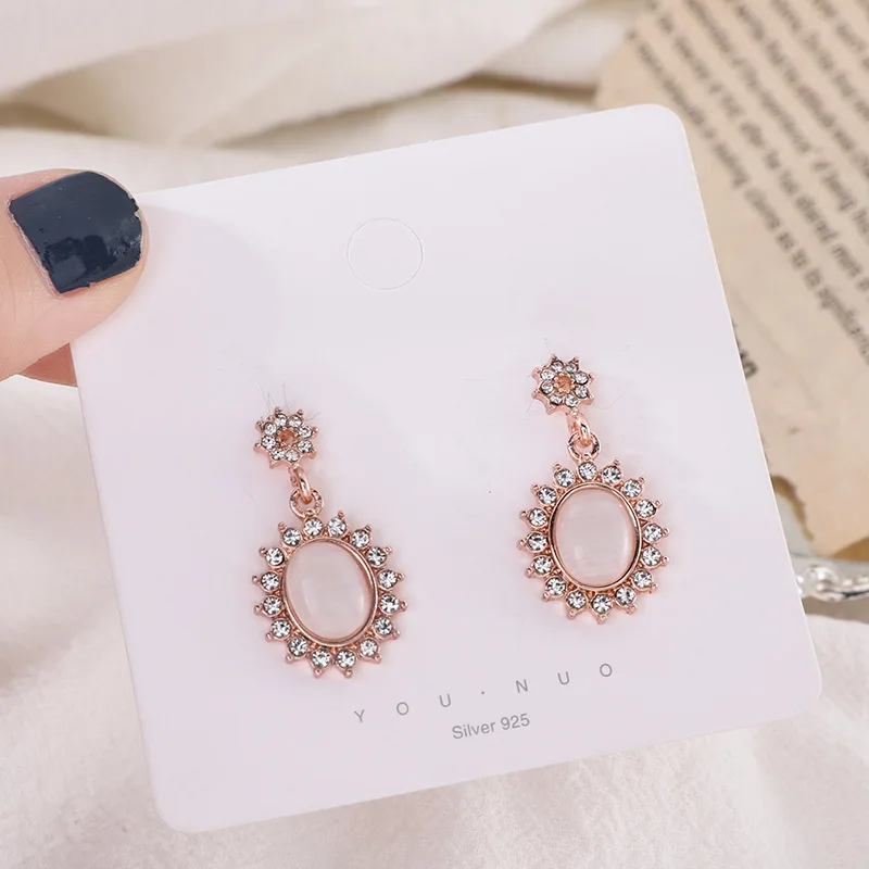 

Hot Trendy Korean Crystal Drop Earrings for Woman Fashion Statement Geometry Round Dangle Earrings 2021 Wedding Female Jewelry