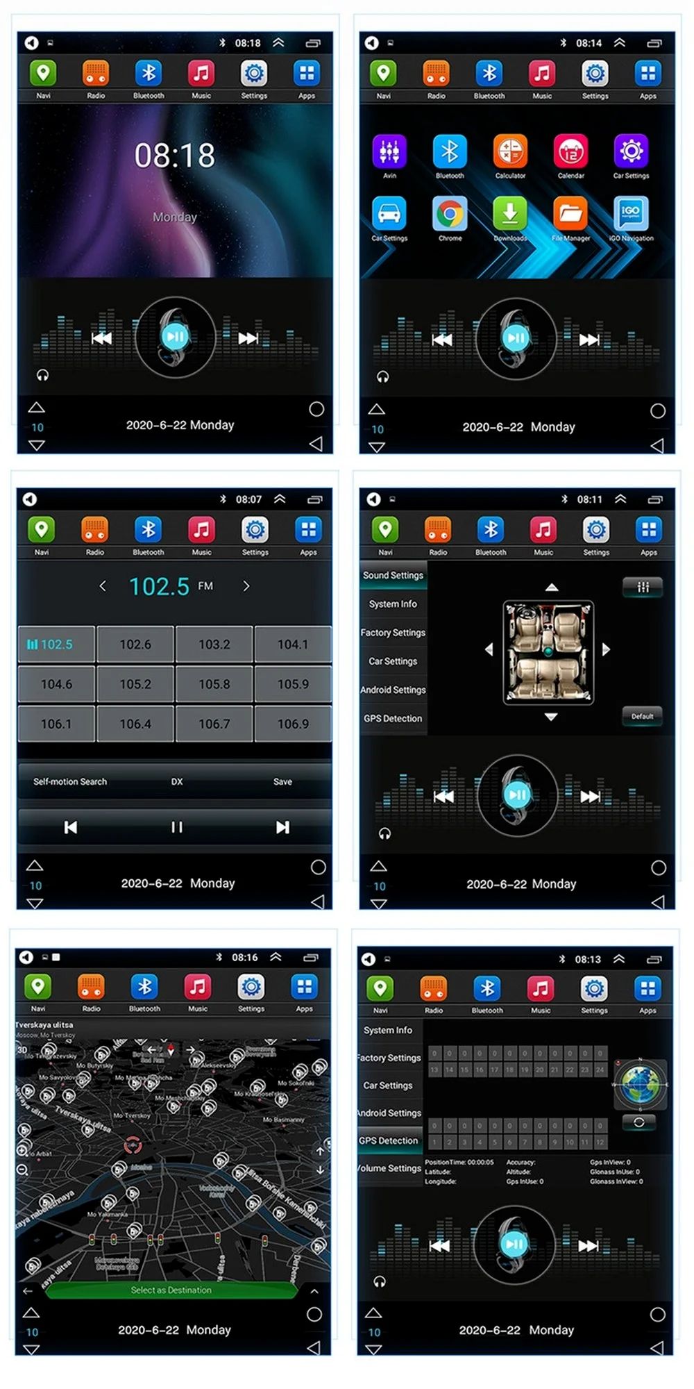 Автомобильный мультимедийный плеер Android в стиле Tesla с GPS-навигацией Bluetooth Wi-Fi