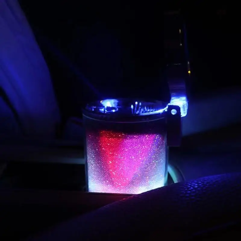 

Car ashtray with LED light cigarette cigar ashtray container ashtray gas bottle smoke cup holder storage cup car supplies