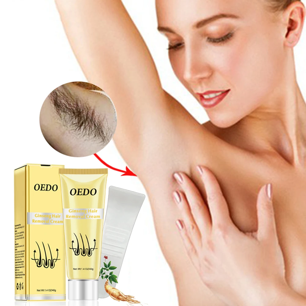 

OEDO Ginseng Body Hair Removal Cream Quickly Removes Leg Arm Underarm Hair Painless Body Cream Soothes Nourishes Anti-Dryness