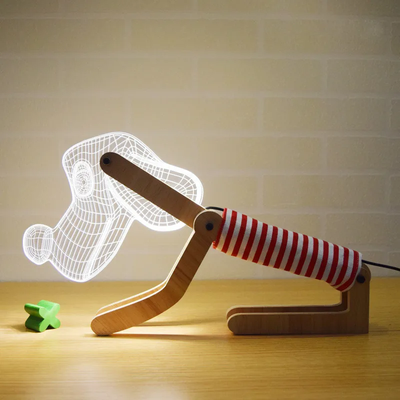 3D складной деревянный ночник для щенка светодиодный деревянная лампа в виде